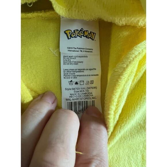 Pokemon Pikachu Boy Costume halloween size M 8-10 yrs bodysuit yellow hoodie - Picture 5 of 11